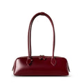 Genuine Leather Women’s Shoulder Bag - Wine Red