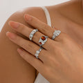 Geometric Diamond Gemstone Ring Suit Women - White K4 Set 5138 - electronic accessories