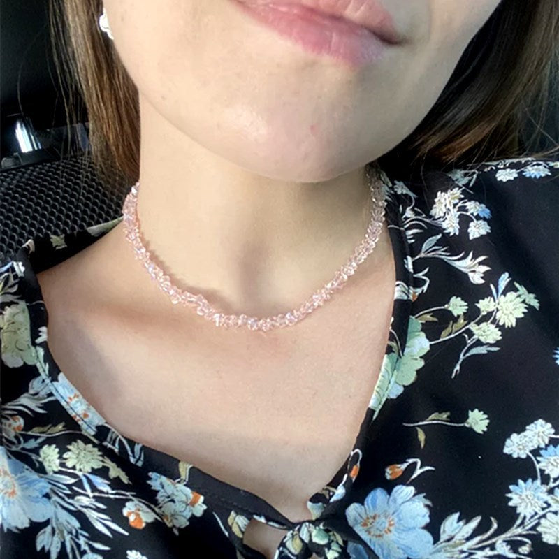 Geometric Multi-cut Glass Crystal Necklace - Pink - electronic accessories