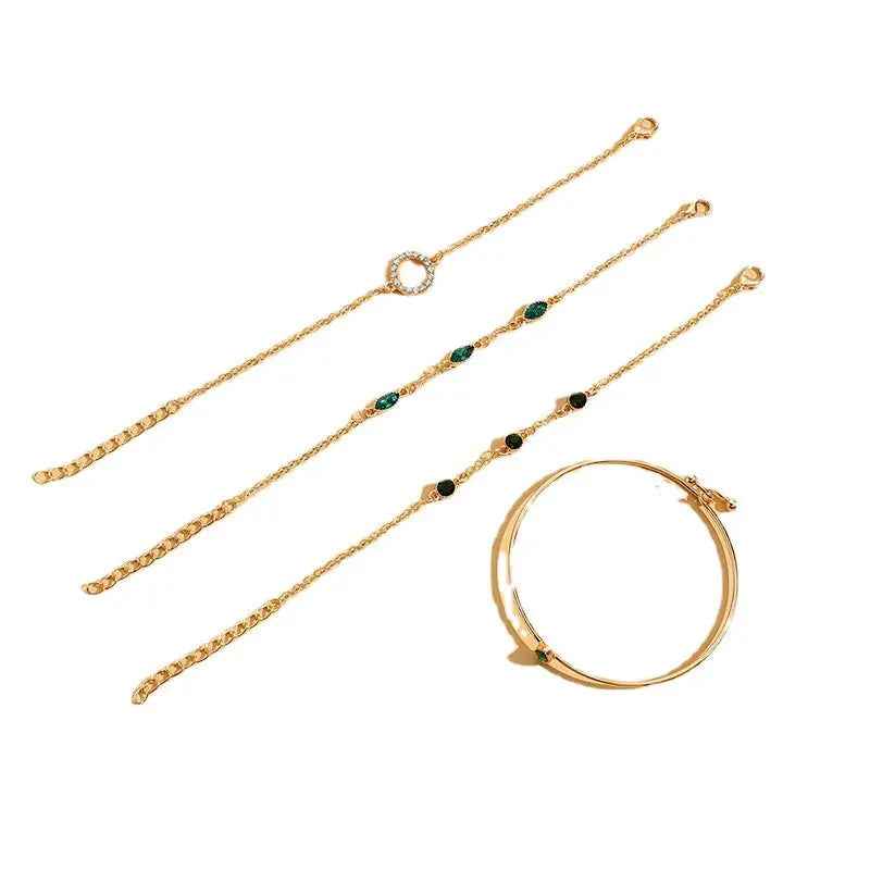 Geometric Rhinestone Bracelet Water Drop Bracelet Suit - Norellé