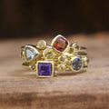 Geometric Ring Asymmetric Multicolor Gem Color - Gold / No 10 - electronic accessories