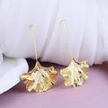 Ginkgo Leaf Alloy Texture Earrings - Gold - electronic accessories