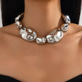Glossy Pleated Necklace - 01 White K - electronic accessories