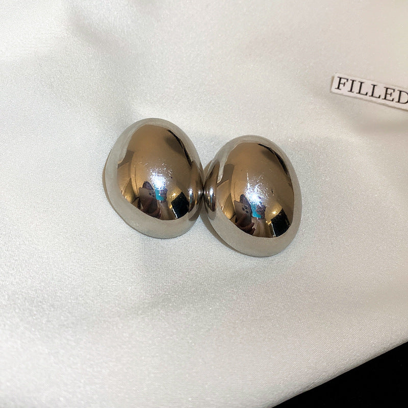 Gold and Silver Needle Irregular Oval Earrings - electronic accessories