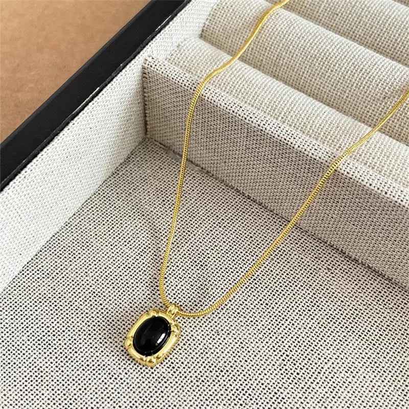 Gold Black Onyx Necklace - electronic accessories