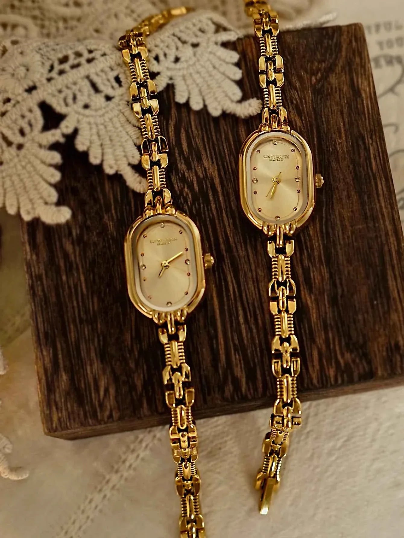 Gold Bracelet Ladies Watch Retro