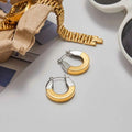 Gold Color Plated Stainless Steel Two tone Geometric Smooth Earrings