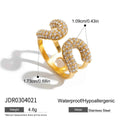 Gold Color Plated Stainless Steel White Rhinestone Paper Clip Ring