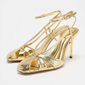 Gold Gladiator Heeled Sandals Women