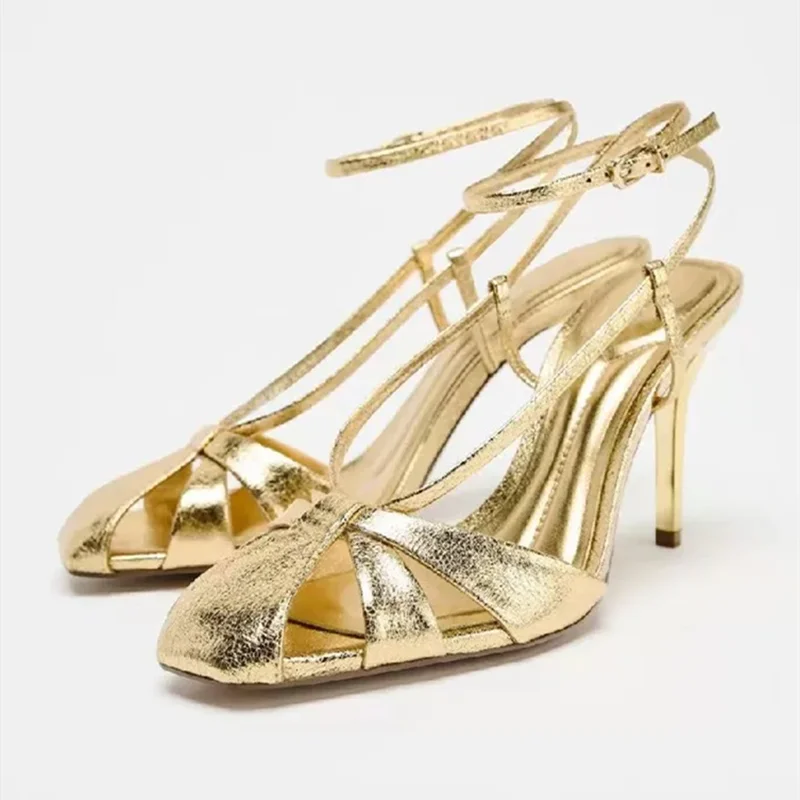 Gold Gladiator Heeled Sandals Women