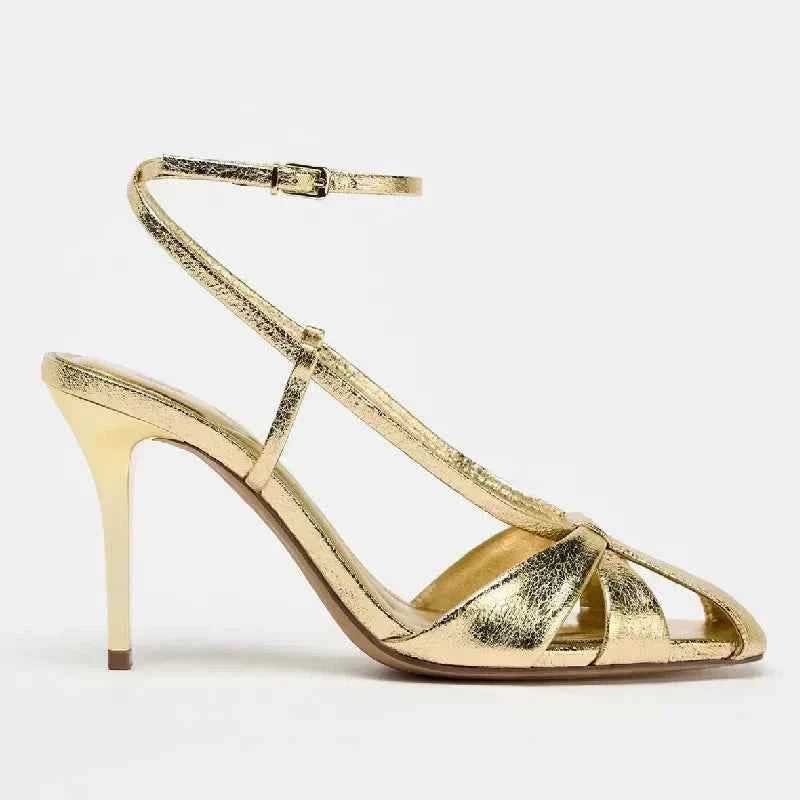 Gold Gladiator Heeled Sandals Women