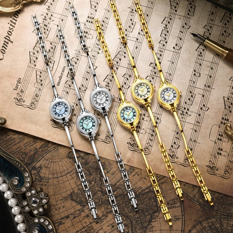 Gold Good-looking Thin Strap Quartz Watch - electronic accessories