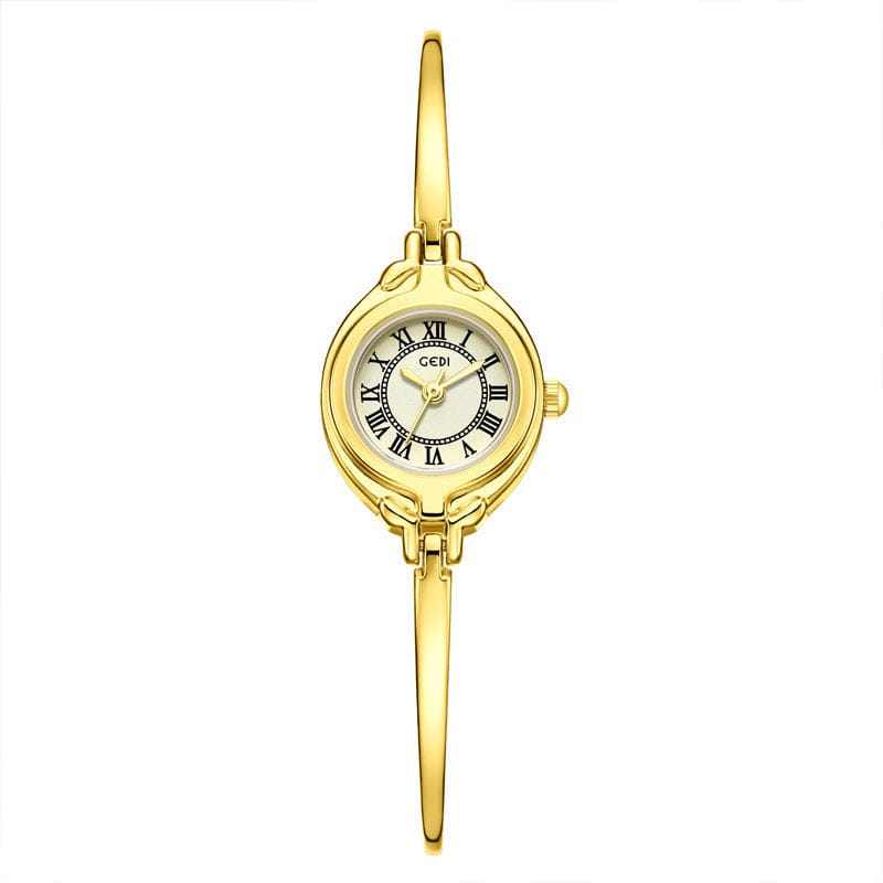 Gold Good-looking Thin Strap Quartz Watch - Shell Surface - electronic accessories