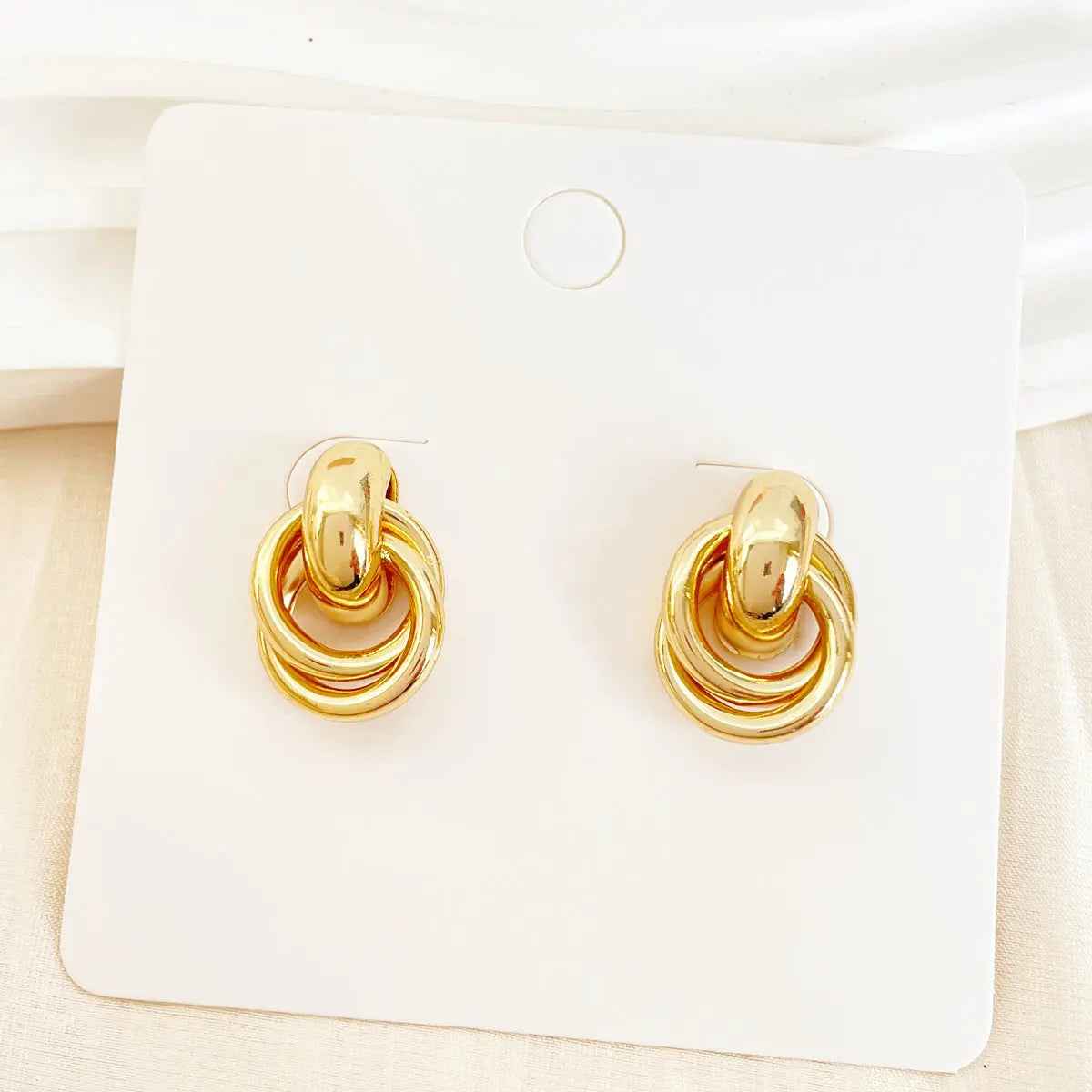 Gold High-grade Metal Toe Cap Guard Card Pair Combination Earrings - Norellé