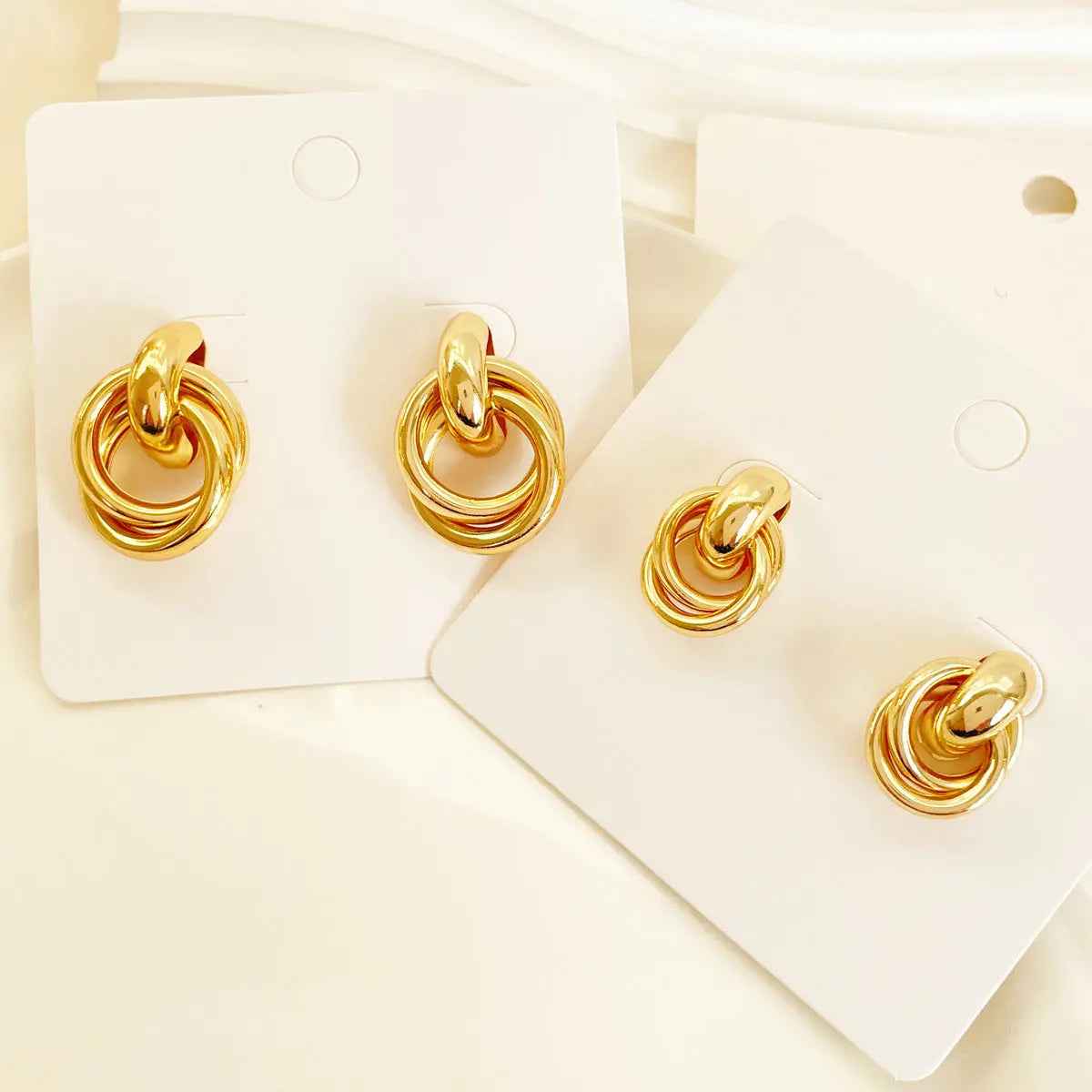 Gold High-grade Metal Toe Cap Guard Card Pair Combination Earrings - Norellé