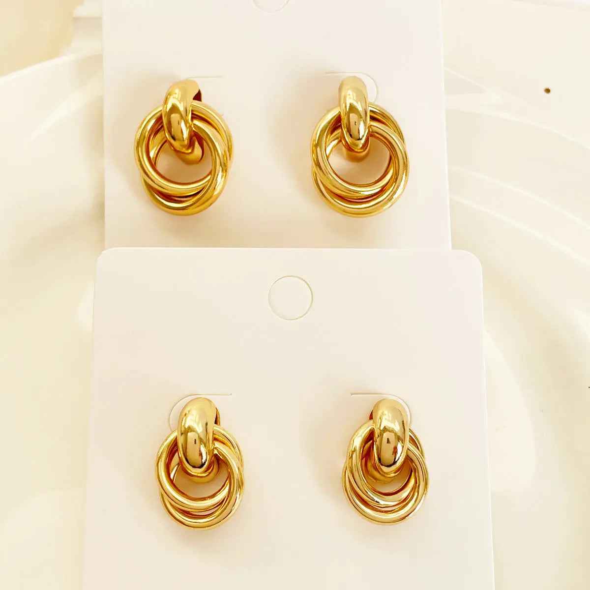 Gold High-grade Metal Toe Cap Guard Card Pair Combination Earrings - Norellé