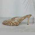 Gold Hollow Thin Strip Heels for Women