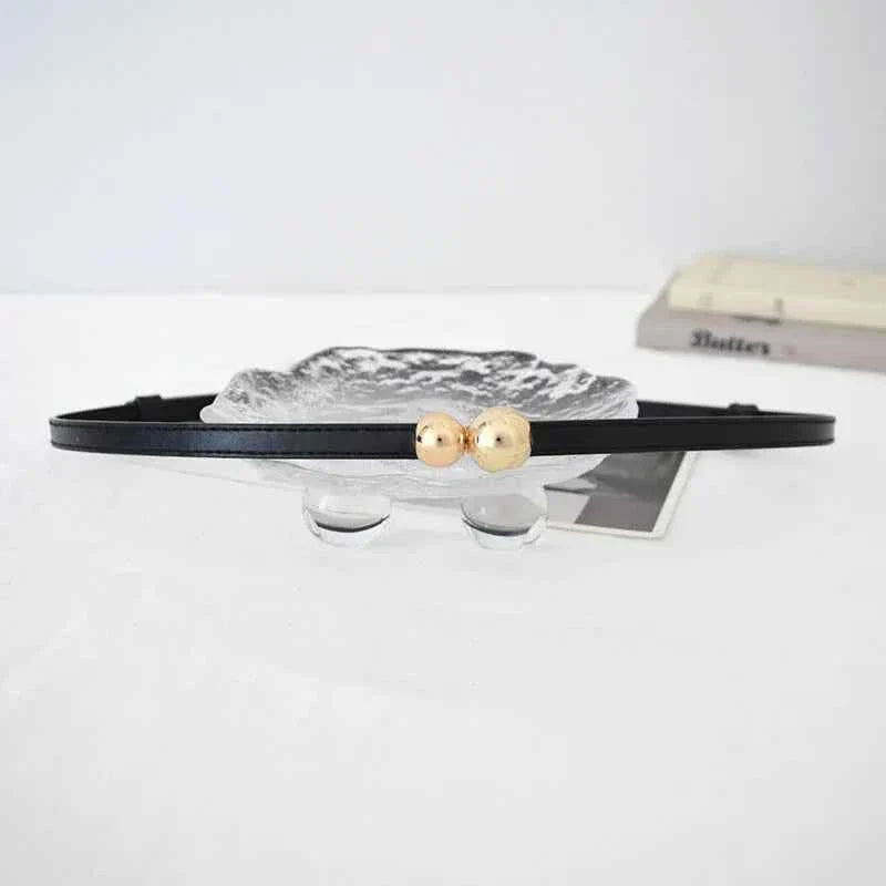 Gold Metal Ball Buckle Women Belt