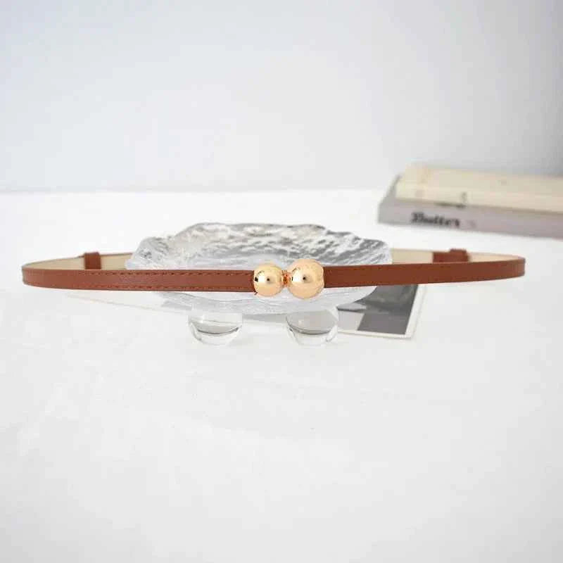 Gold Metal Ball Buckle Women Belt