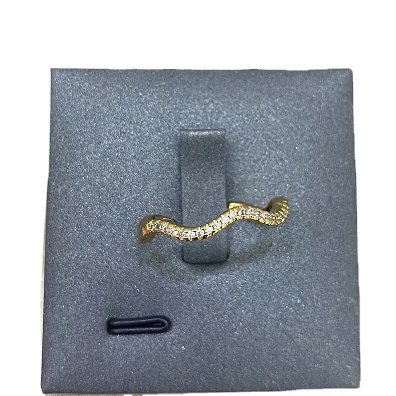 Gold-plated Exquisite Diamond Wave Open Ring For Women - Champagne Gold - electronic accessories