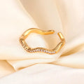 Gold-plated Exquisite Diamond Wave Open Ring For Women - Champagne Gold - electronic accessories