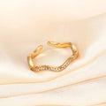 Gold-plated Exquisite Diamond Wave Open Ring For Women - Champagne Gold - electronic accessories