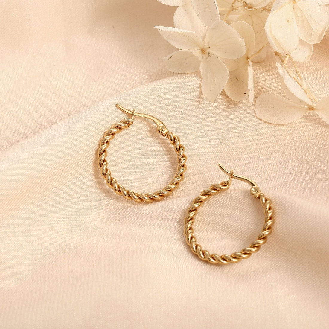 Golden Twist Weave Twisted Wire Hoop Earrings - electronic accessories