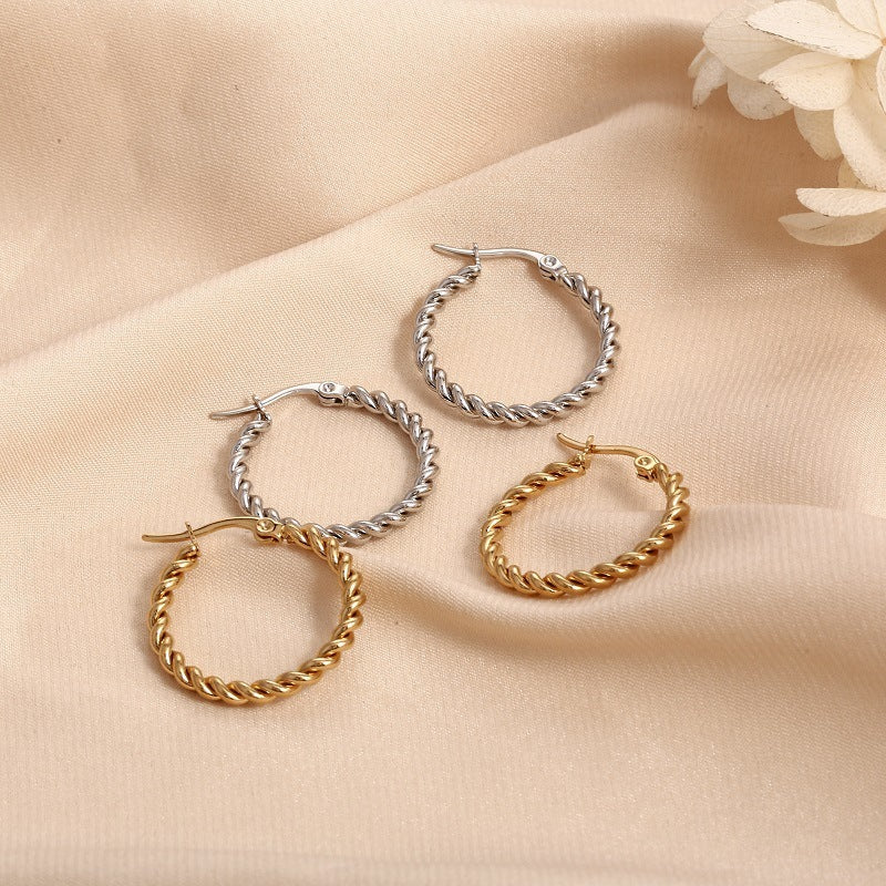 Golden Twist Weave Twisted Wire Hoop Earrings - electronic accessories