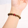 Green Sandalwood Cinnabar Lotus Bracelet Wooden Prayer Beads Ornament - About 8mm - electronic accessories
