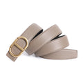 Grey Vintage T Buckle Belt Women Genuine Real Leather