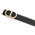 Grey Vintage T Buckle Belt Women Genuine Real Leather - black gold / CHINA / 125cm
