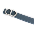Grey Vintage T Buckle Belt Women Genuine Real Leather - blue silver / CHINA / 110cm