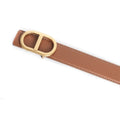 Grey Vintage T Buckle Belt Women Genuine Real Leather - orange yellow / CHINA / 125cm