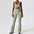 Gym Yoga Suit 2PCS Tight Fitting Sports Set - Bean Green 2 / S / CHINA