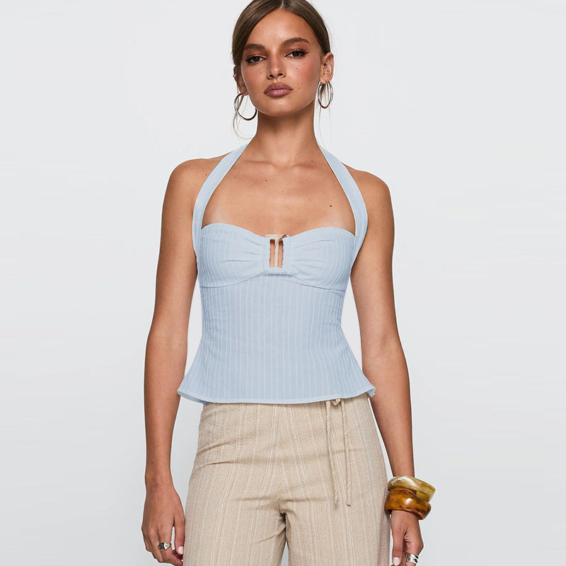 Halter Casual Solid Color Camisole - Blue / L - Other