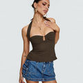 Halter Casual Solid Color Camisole - Other