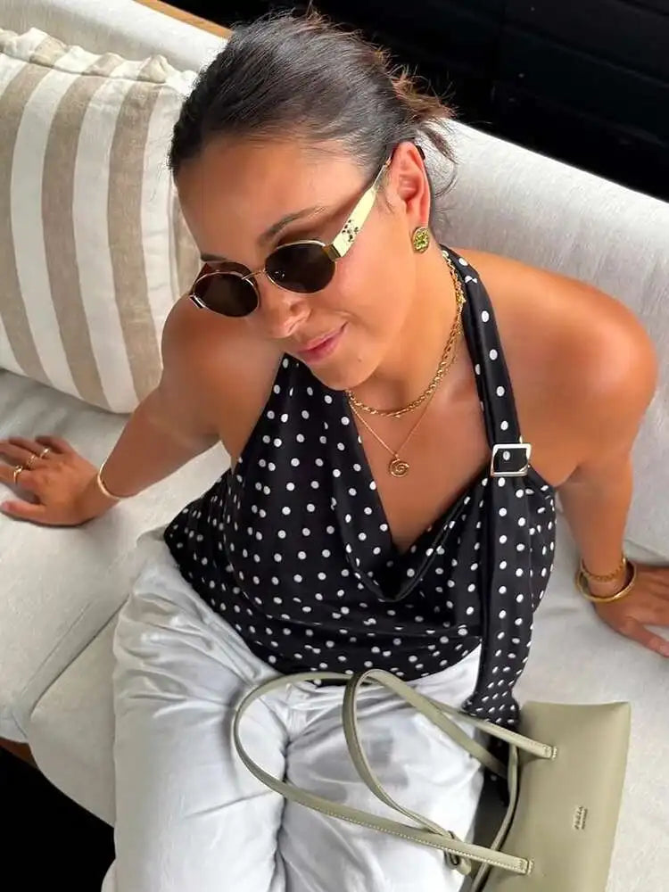 Halter Polka Dot Tank Top
