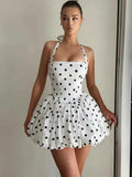 Halter Print Polka Dot Mini Dress Women