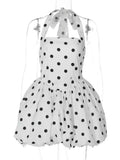 Halter Print Polka Dot Mini Dress Women