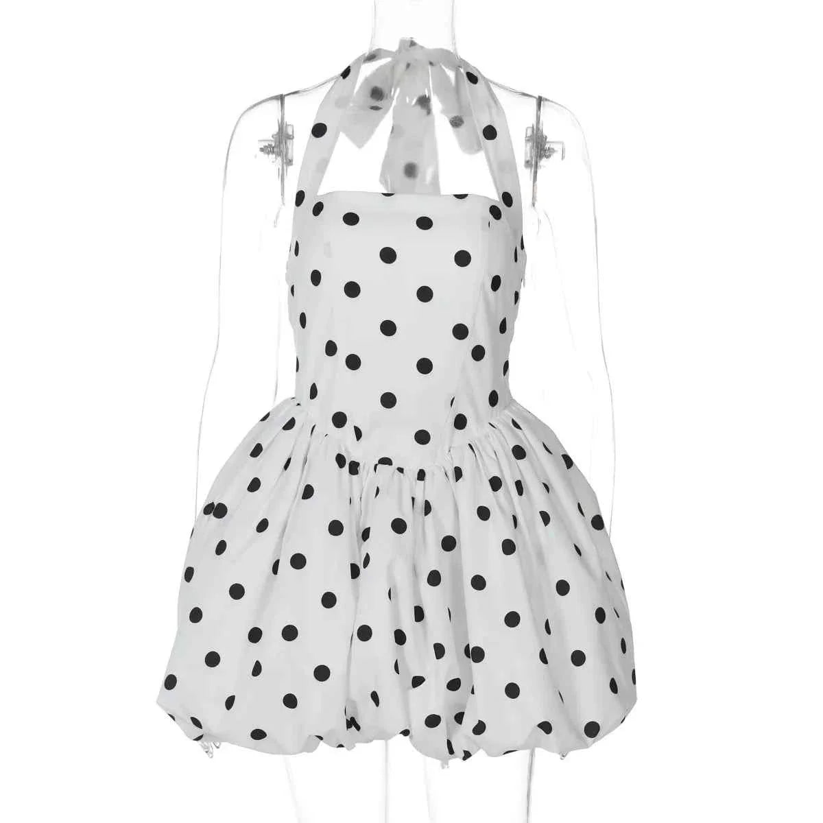 Halter Print Polka Dot Mini Dress Women
