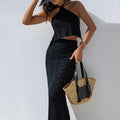 Halter Sleeveless Top and Long Skirt Knits Outfit Summer