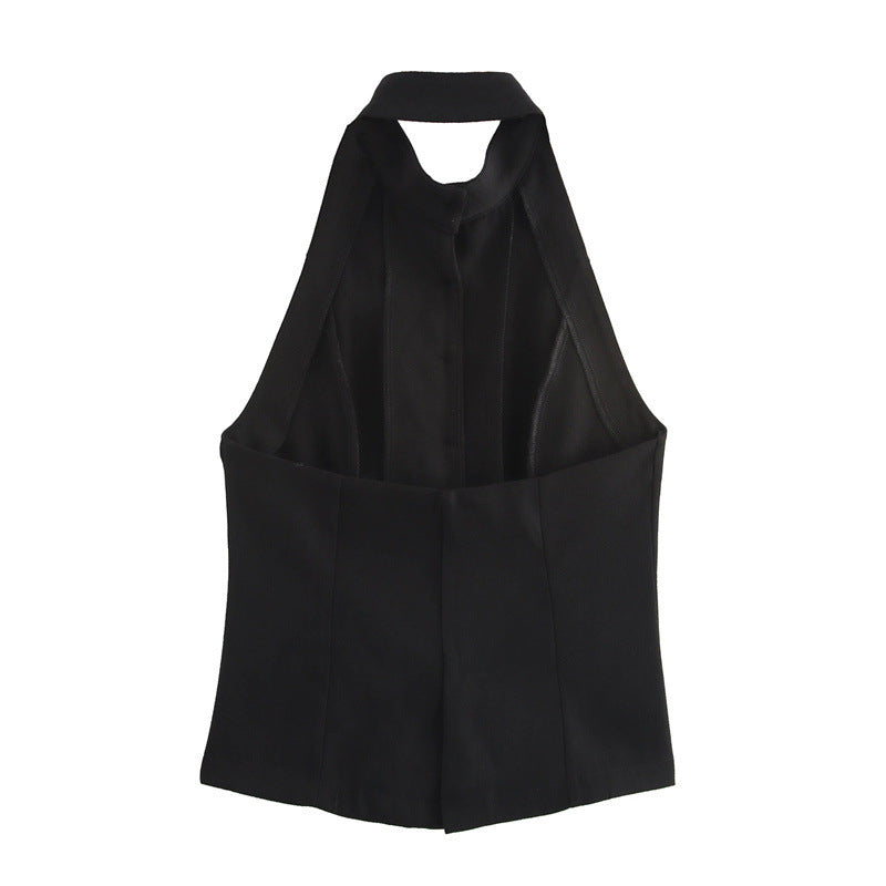 Halter Vest Slit Design Short Skirt - Other