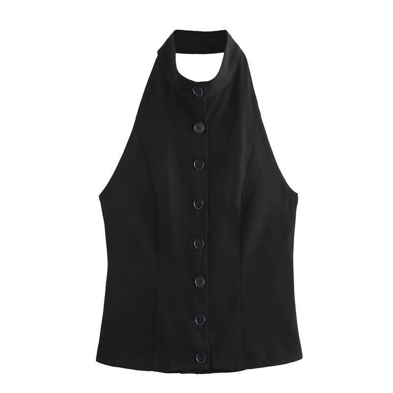 Halter Vest Slit Design Short Skirt - Other