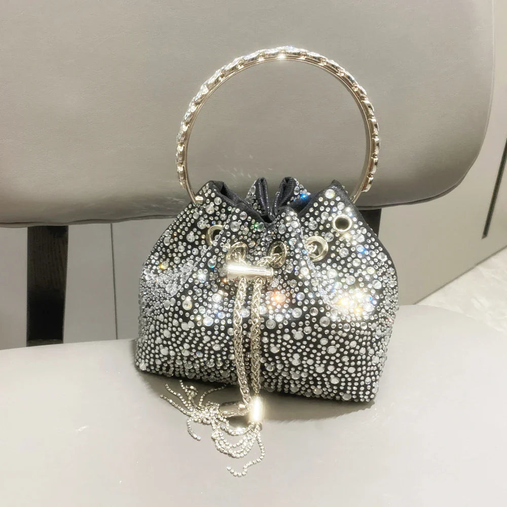 Handle Rhinestones Evening clutch Bag