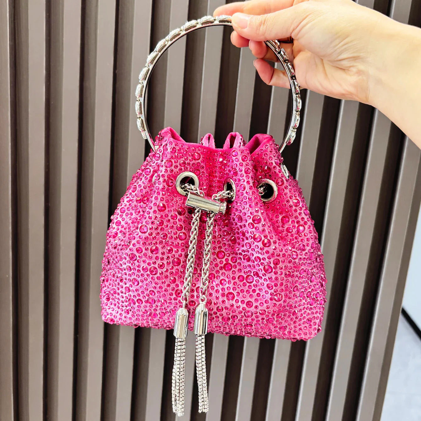 Handle Rhinestones Evening clutch Bag