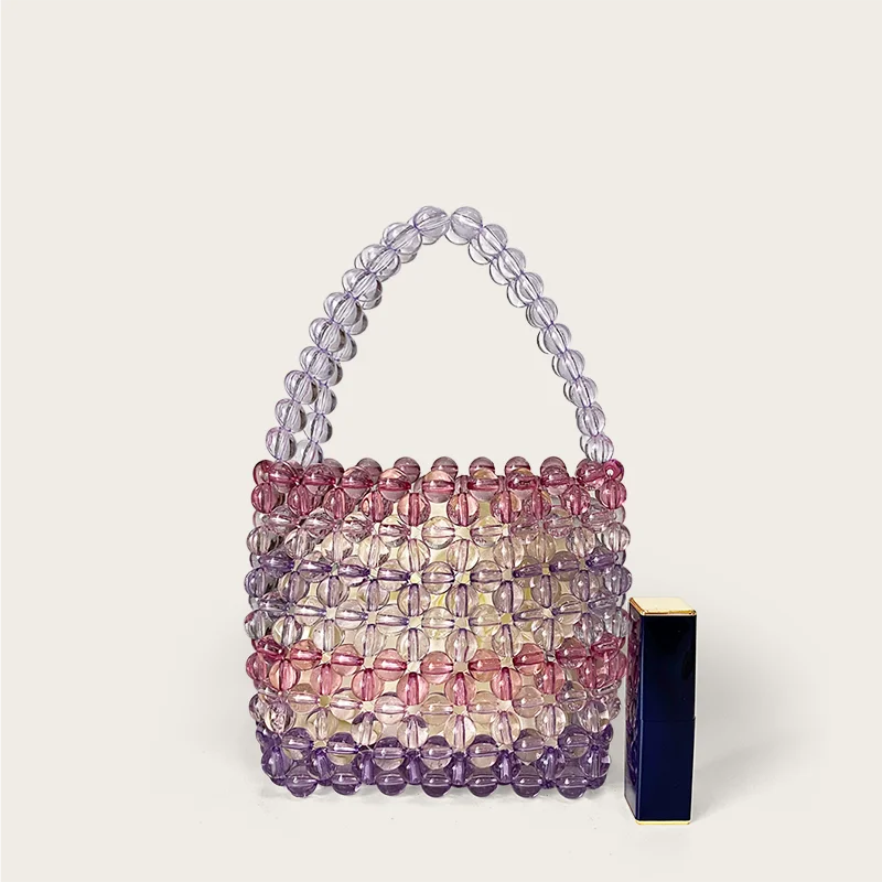 Handmade Beaded Woven Bucket Bag