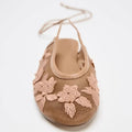 Handmade Embroider Floral Flat Sandals Women