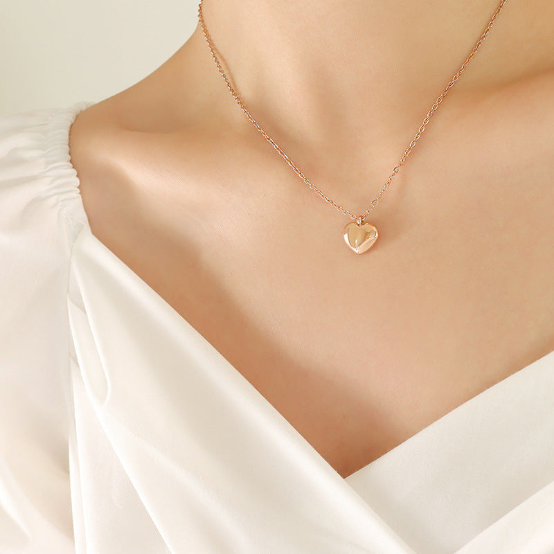 Heart Love Couple Necklace Titanium Steel - Rose Gold Short - electronic accessories