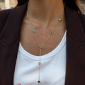 Heart Shape Colored Zircon Y-Shaped Chain Necklace Stainless Steel