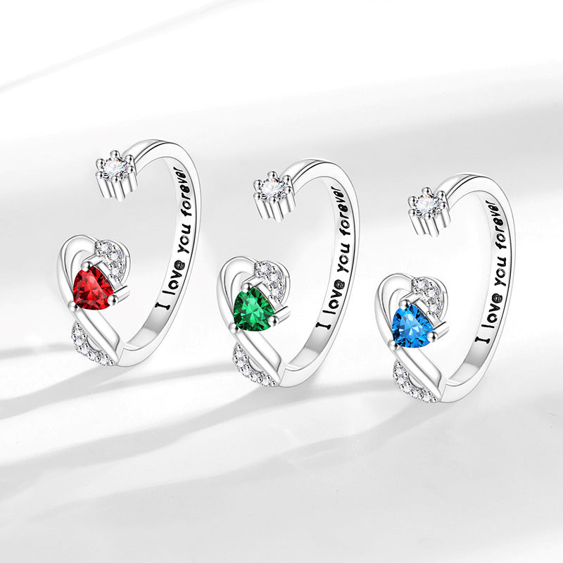 Heart-shaped Birthstone Women’s Ring Fashion - electronic accessories